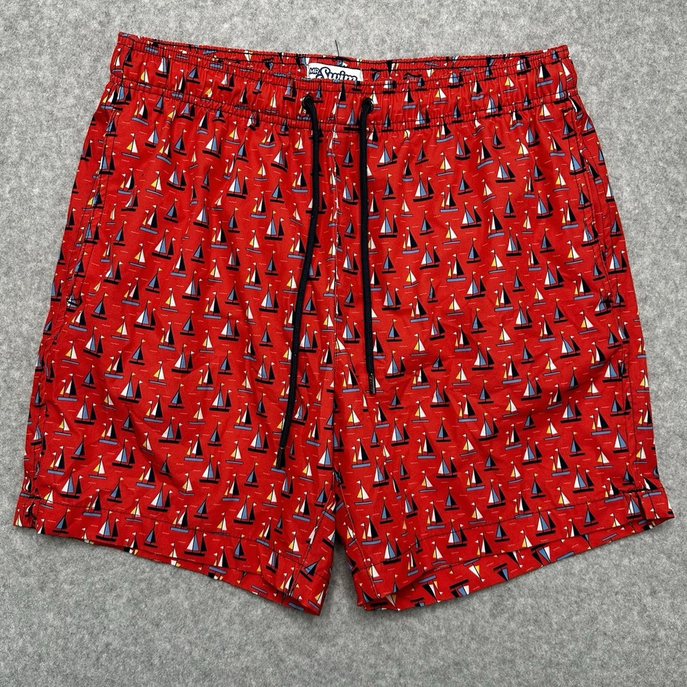 MR. SWIM Sailboat Print‎ 4 Way Stretch Swimsuit Multicolor Trunks Size Medium